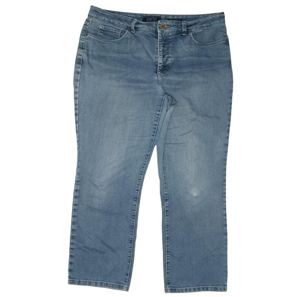 Charter Club Lexington Straight Jeans Womens 14PS Petite Blue Super Soft Denim - Picture 2 of 7